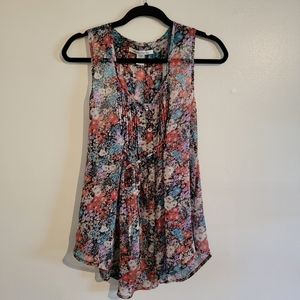 🌿American Rag Cie Sheer Chiffon Floral Sleeveless Blouse